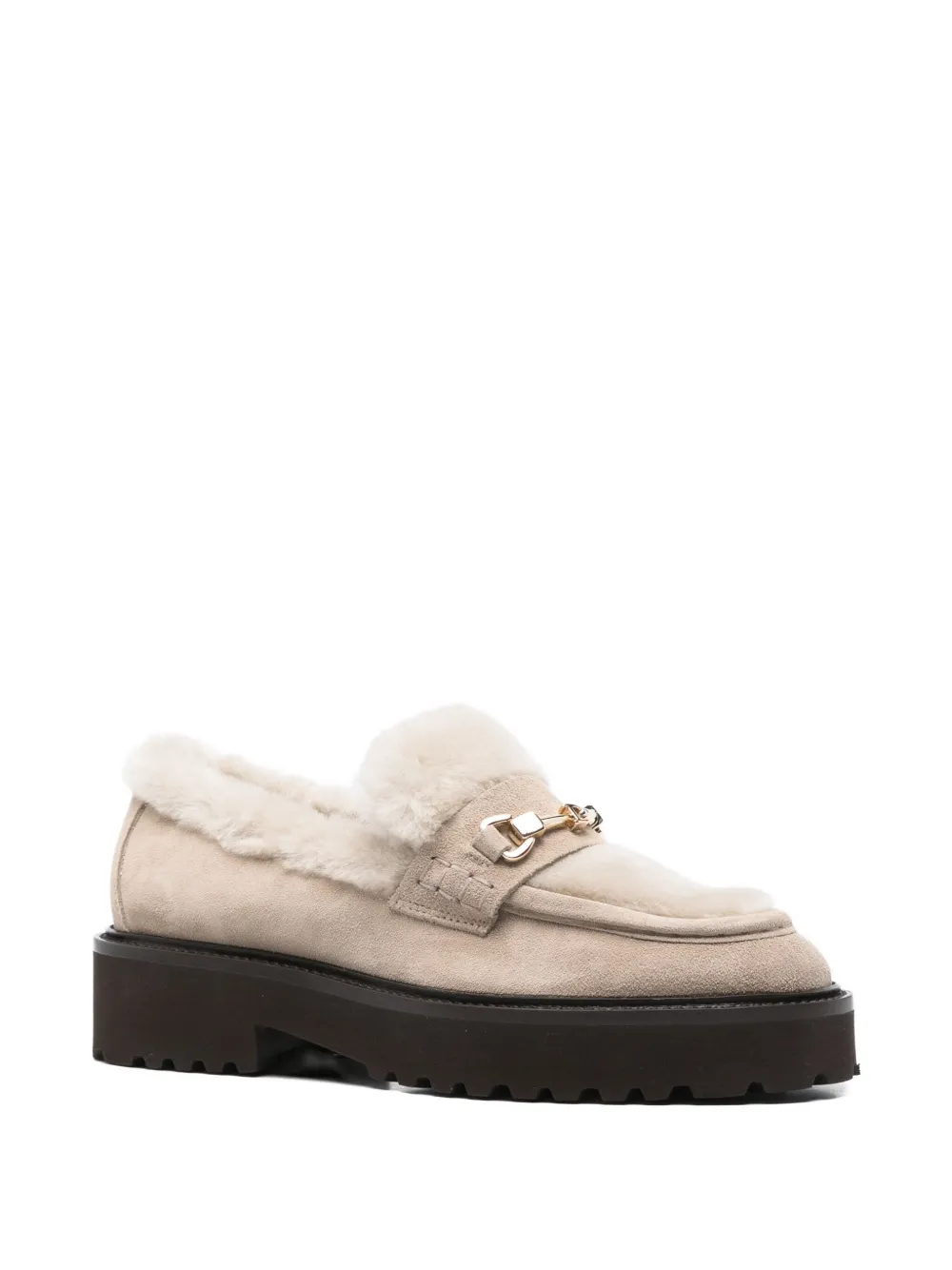 Doucal's 40mm shearling platform loafers Neutrals
