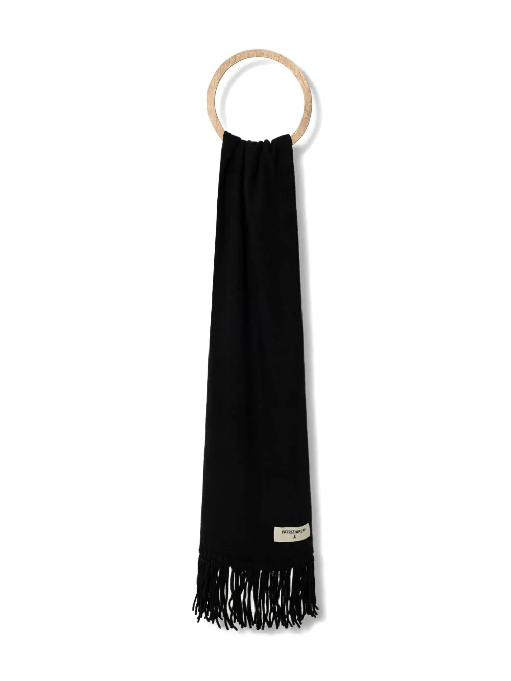 Patrizia Pepe Fringed Scarf In Black