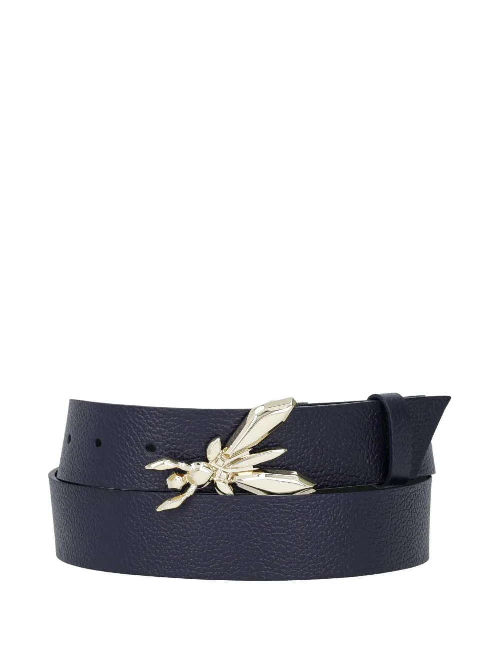 Patrizia Pepe Insect-buckle Leather Belt In Blue