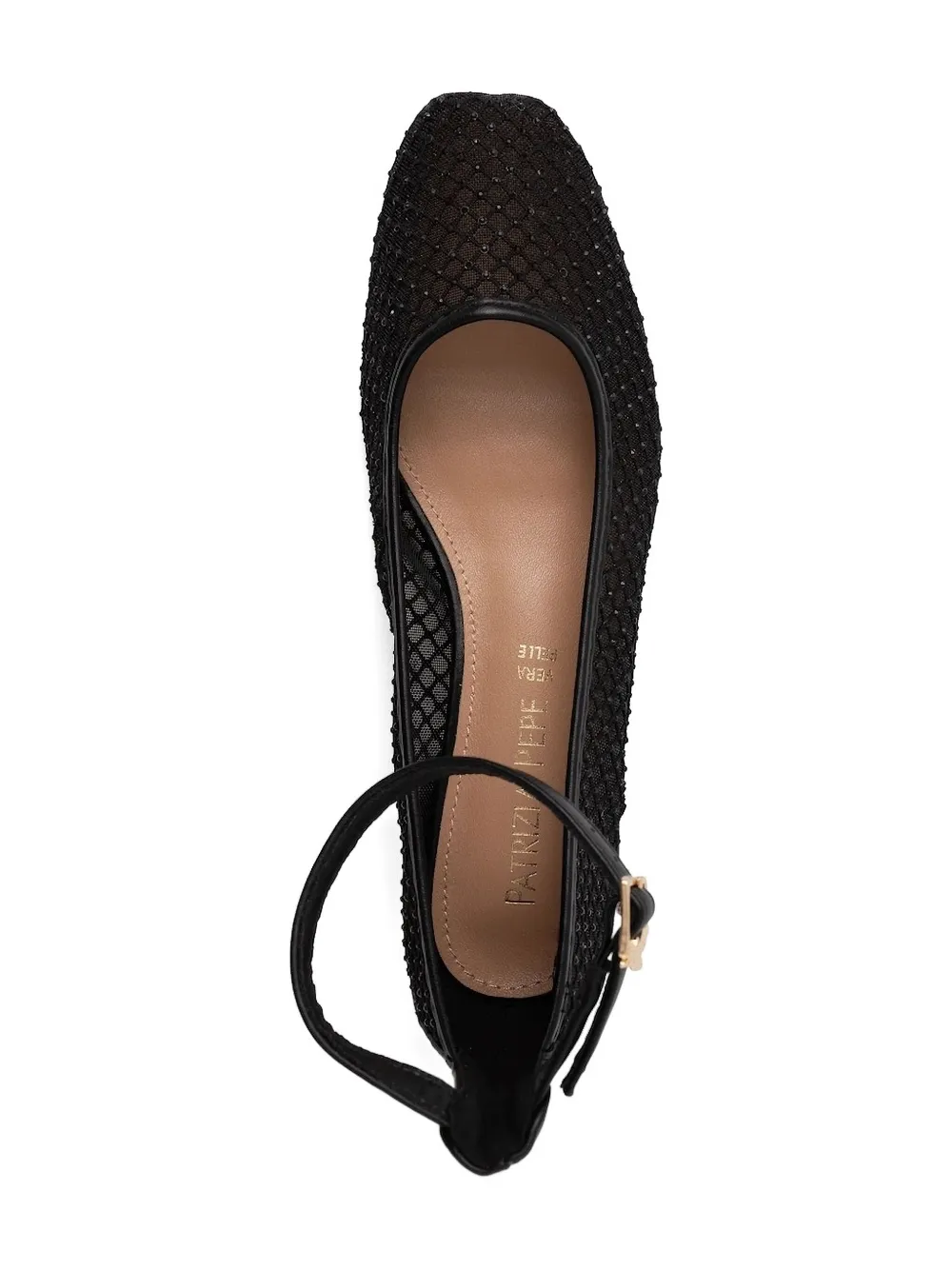 Patrizia Pepe girl ankle-strap mesh ballerinas Black