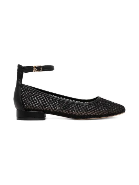 Patrizia Pepe girl ankle-strap mesh ballerinas