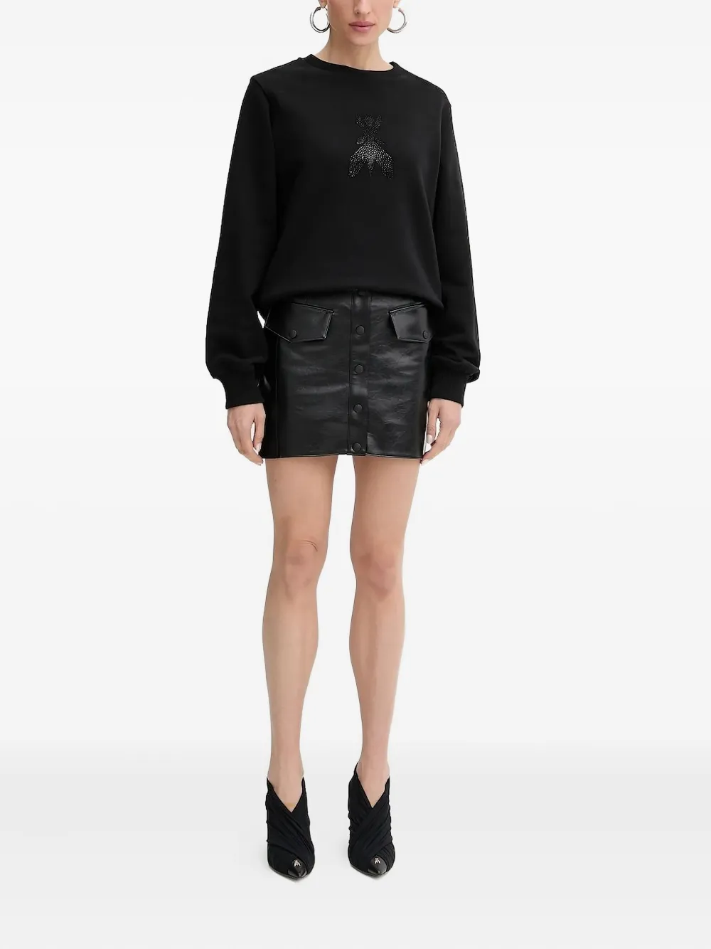 Patrizia Pepe crystal-embellished sweatshirt Zwart