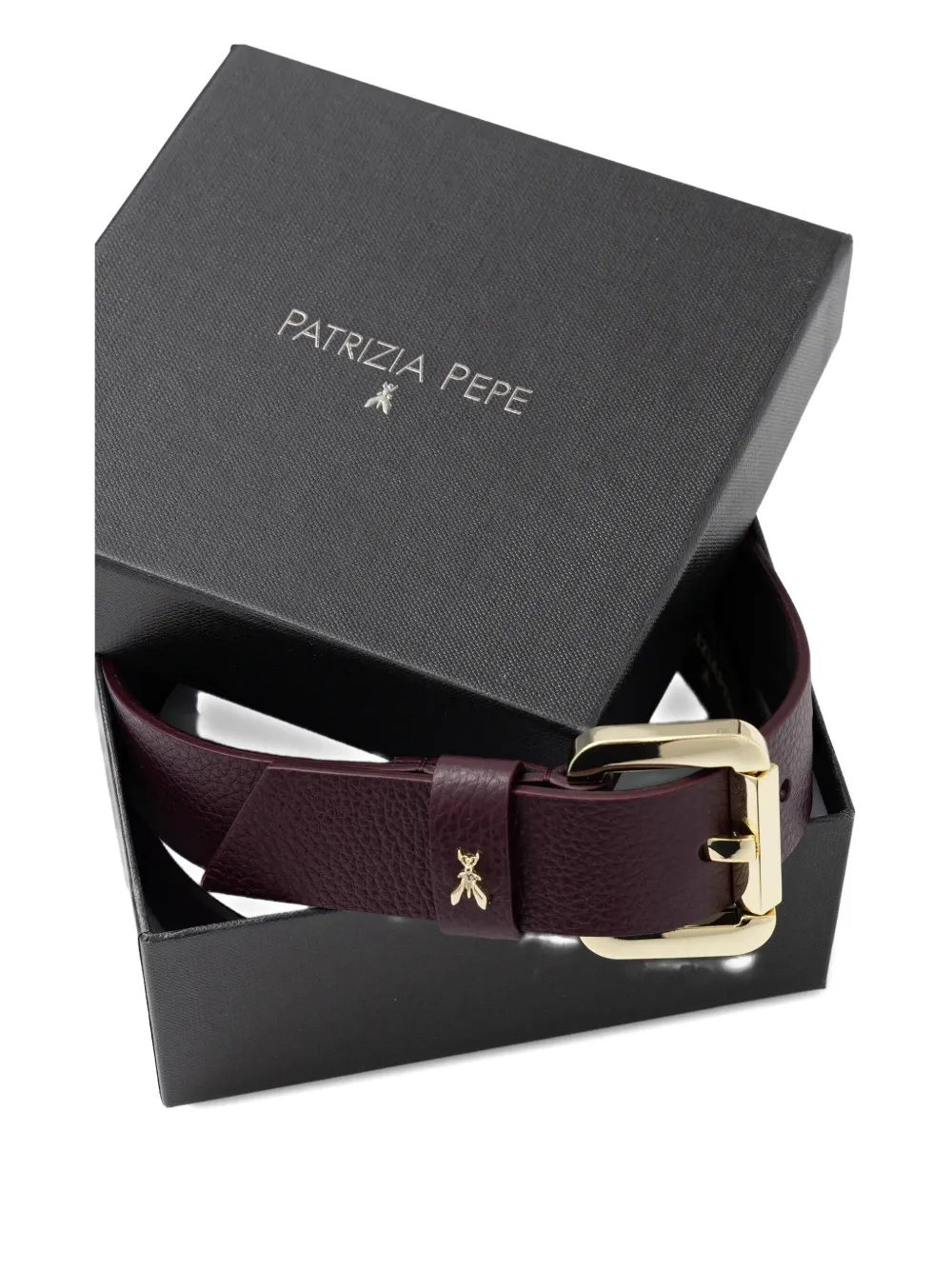 Patrizia Pepe Square-buckle Leather Belt In Brown