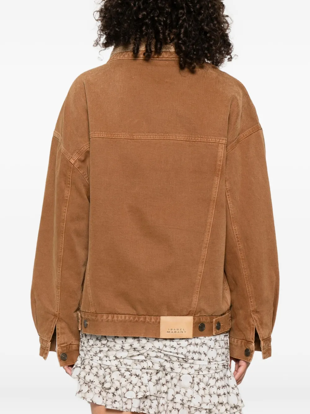 Isabel Marant Pimia Faux Shearling Lined Trucker Jacket In Brown