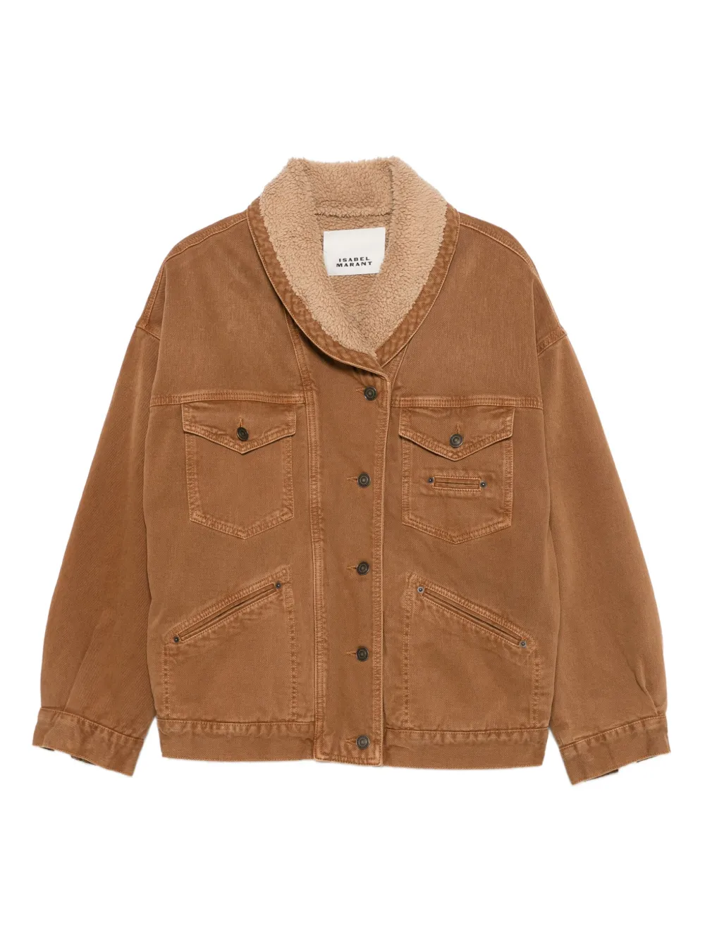 Isabel Marant Pimia Faux Shearling Lined Trucker Jacket In Brown