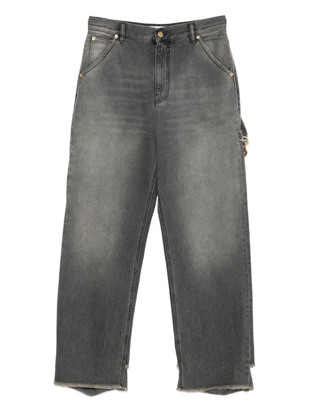Darkpark Frayed-hem Chain-detail Trousers In Black