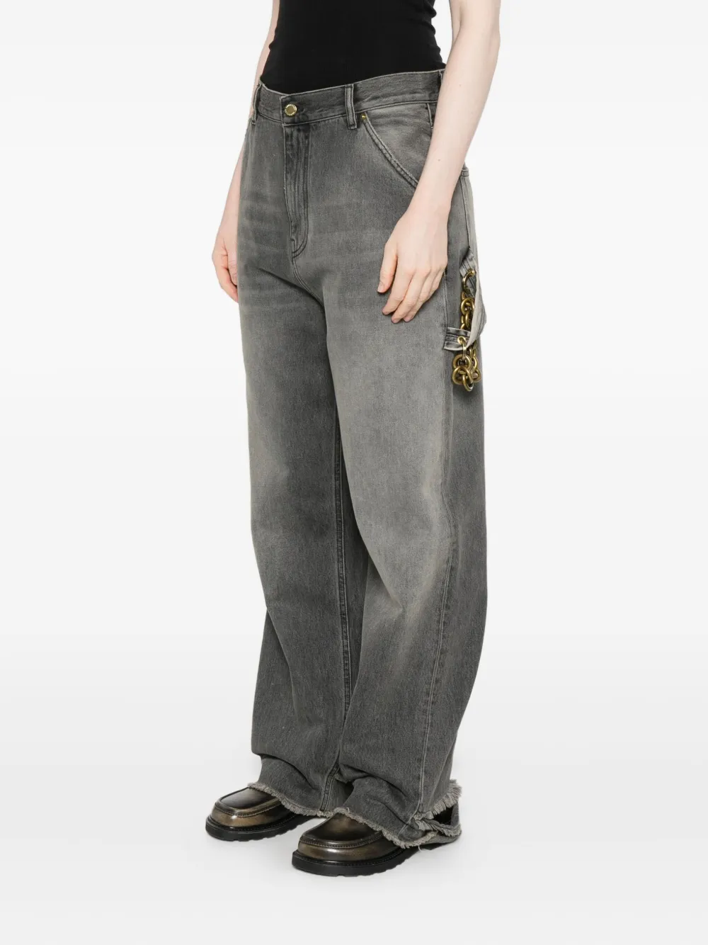 DARKPARK Broek met franje afwerking en kettingdetail Zwart