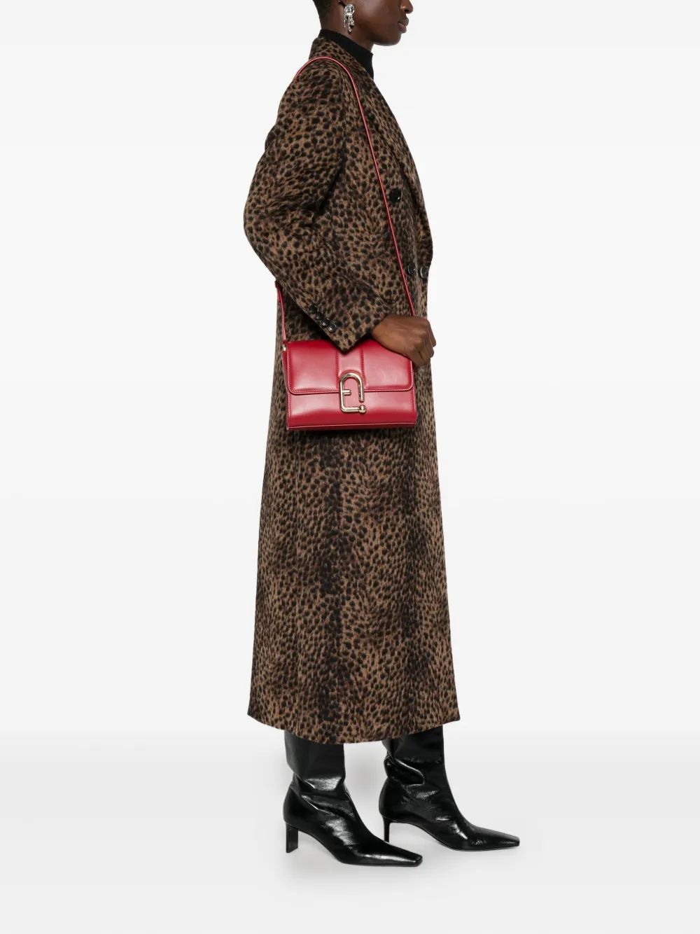 Furla Kleine Urban leren tas met gespdetail Rood