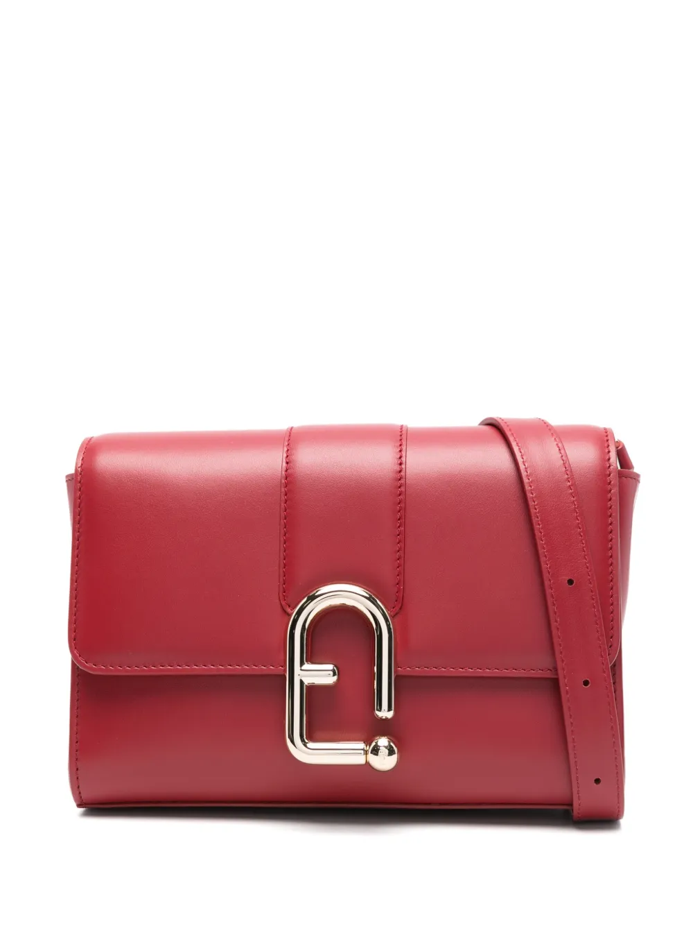 Furla samll Urban clasp-detail leather satchel Rood