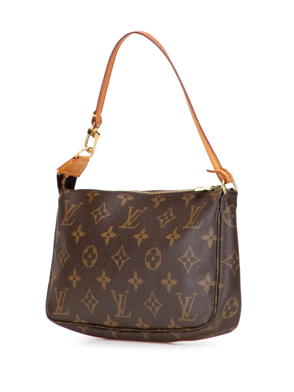 Pre-owned Louis Vuitton 2000 Monogram Pochette Accessoires Shoulder Bag In Brown