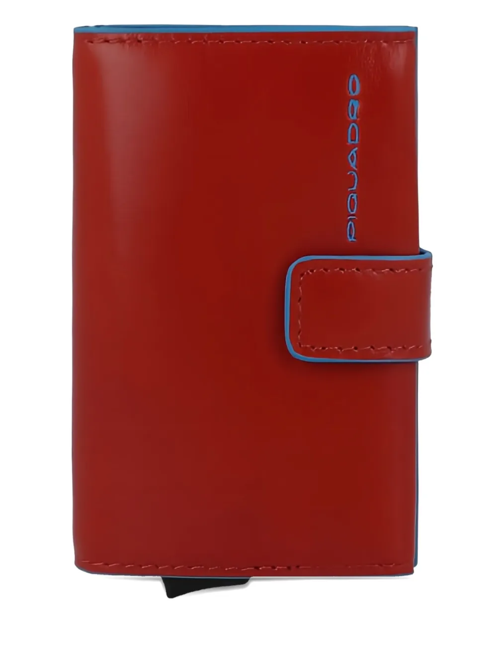 Piquadro Metal Leather Cardholder In Red