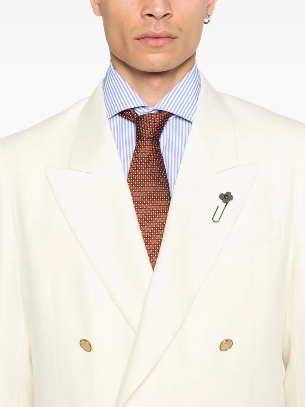 Lardini double-breasted gold-button blazer Beige