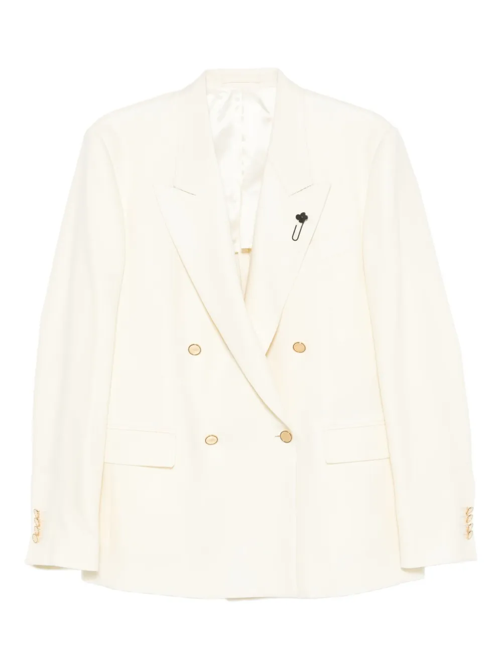 Lardini double-breasted gold-button blazer Beige
