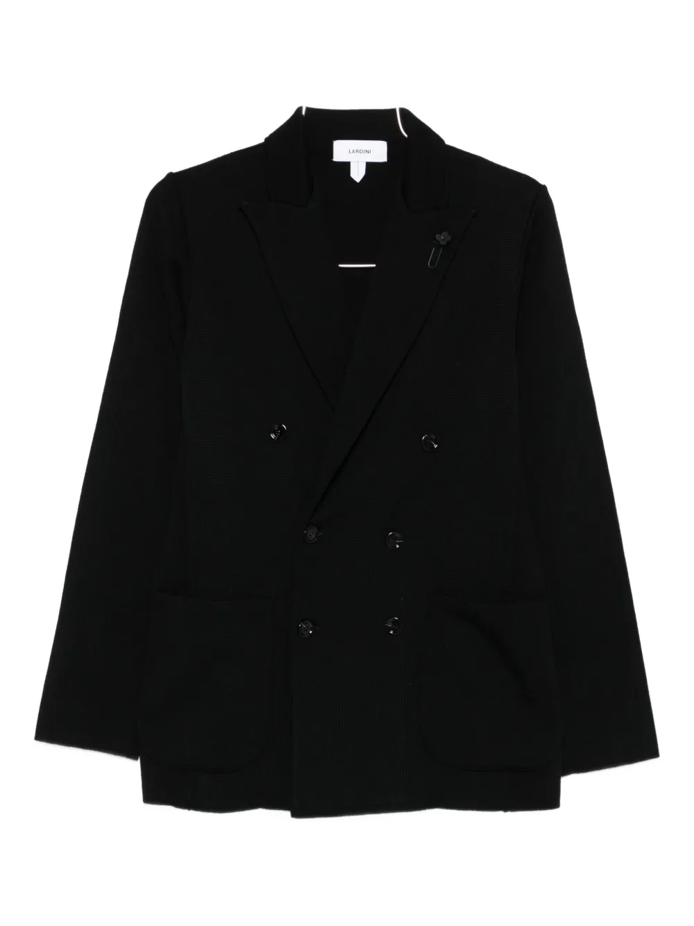 Lardini Double-breasted Black Tailored Jacket With Structured Lapel In Black
