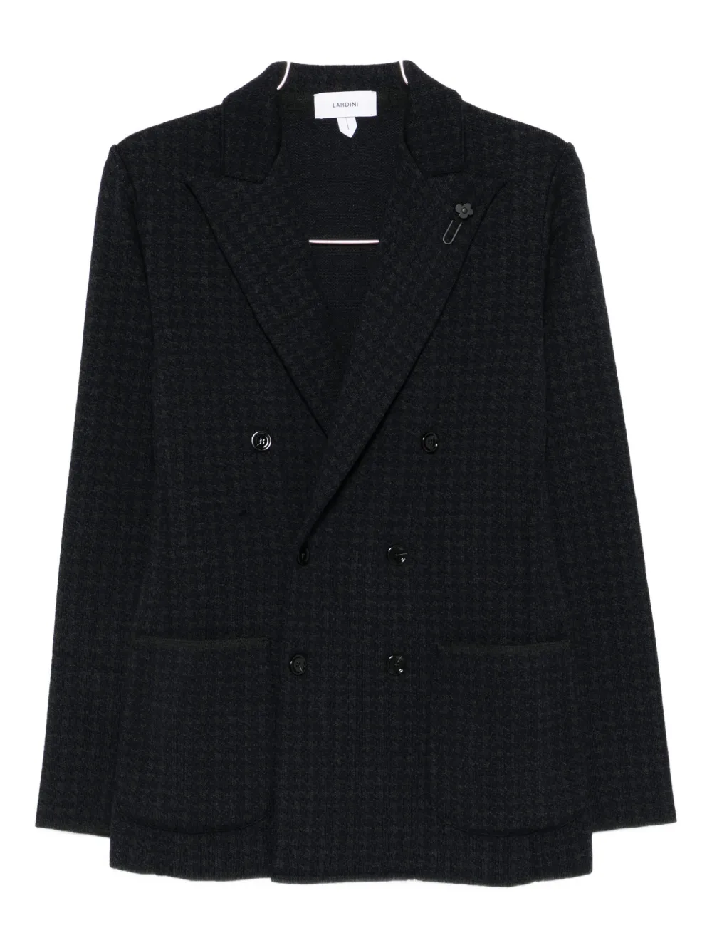 Lardini Double-breasted Jacket With Houndstooth Pattern In Black
