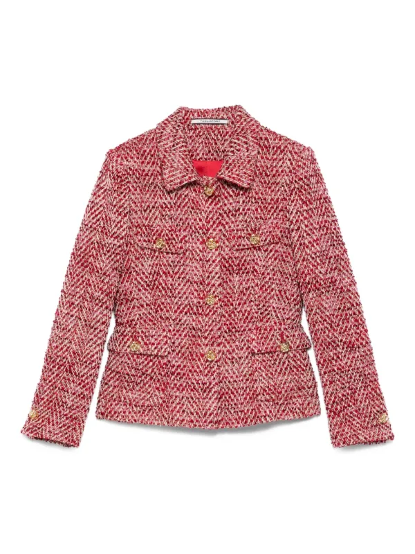 ジャケット・アウター mideal design tweed over jacket pink mideal（マイディール）の「tweed over jacket / ツイード