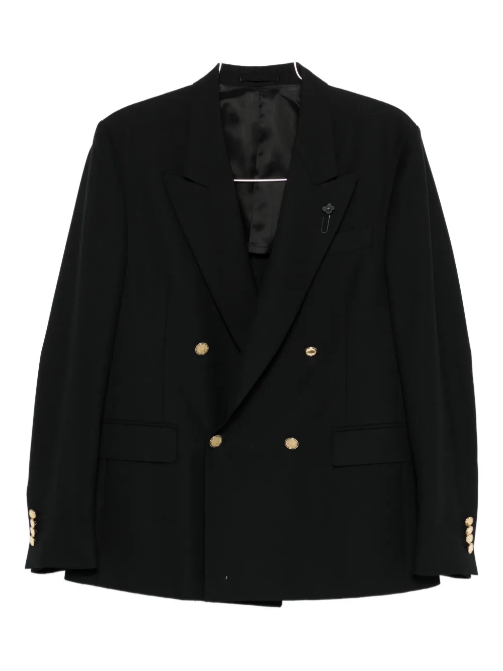 Lardini Double-breasted Blazer In Black
