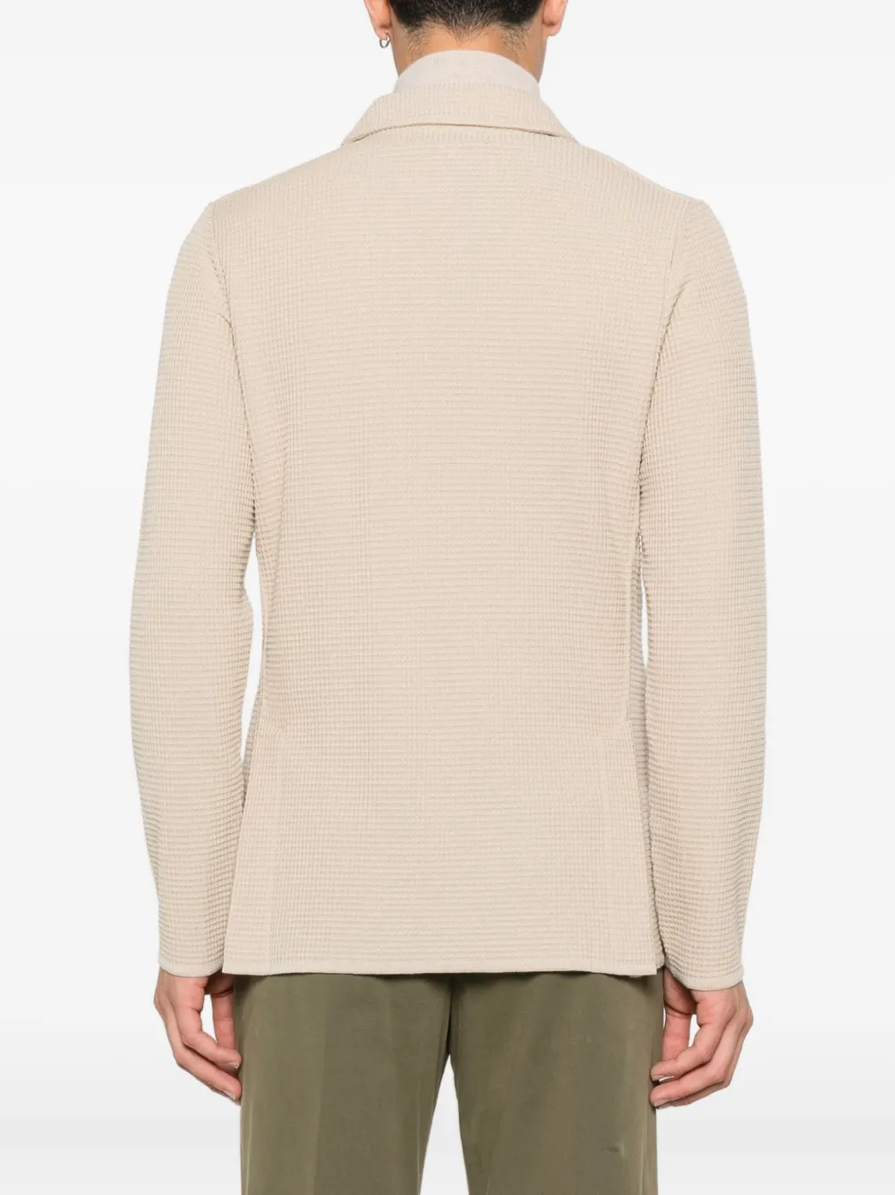 Lardini double-breasted waffle-textured jacket Beige