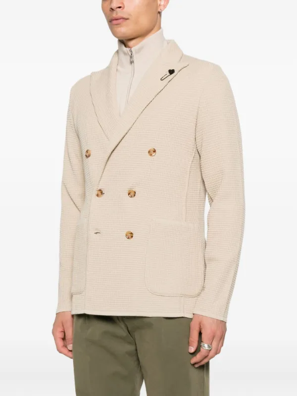 Rare Rabbit Beige Cotton Blazer Waffle Textur Jacke Rare Rabbit