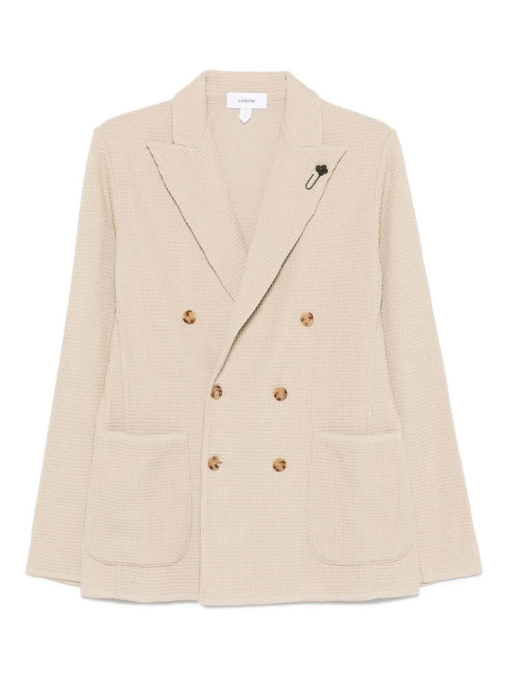Lardini double-breasted waffle-textured jacket Beige