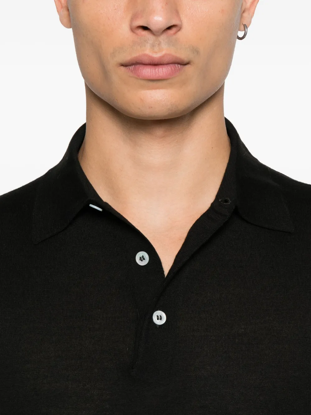 Lardini long-sleeve wool polo shirt Zwart