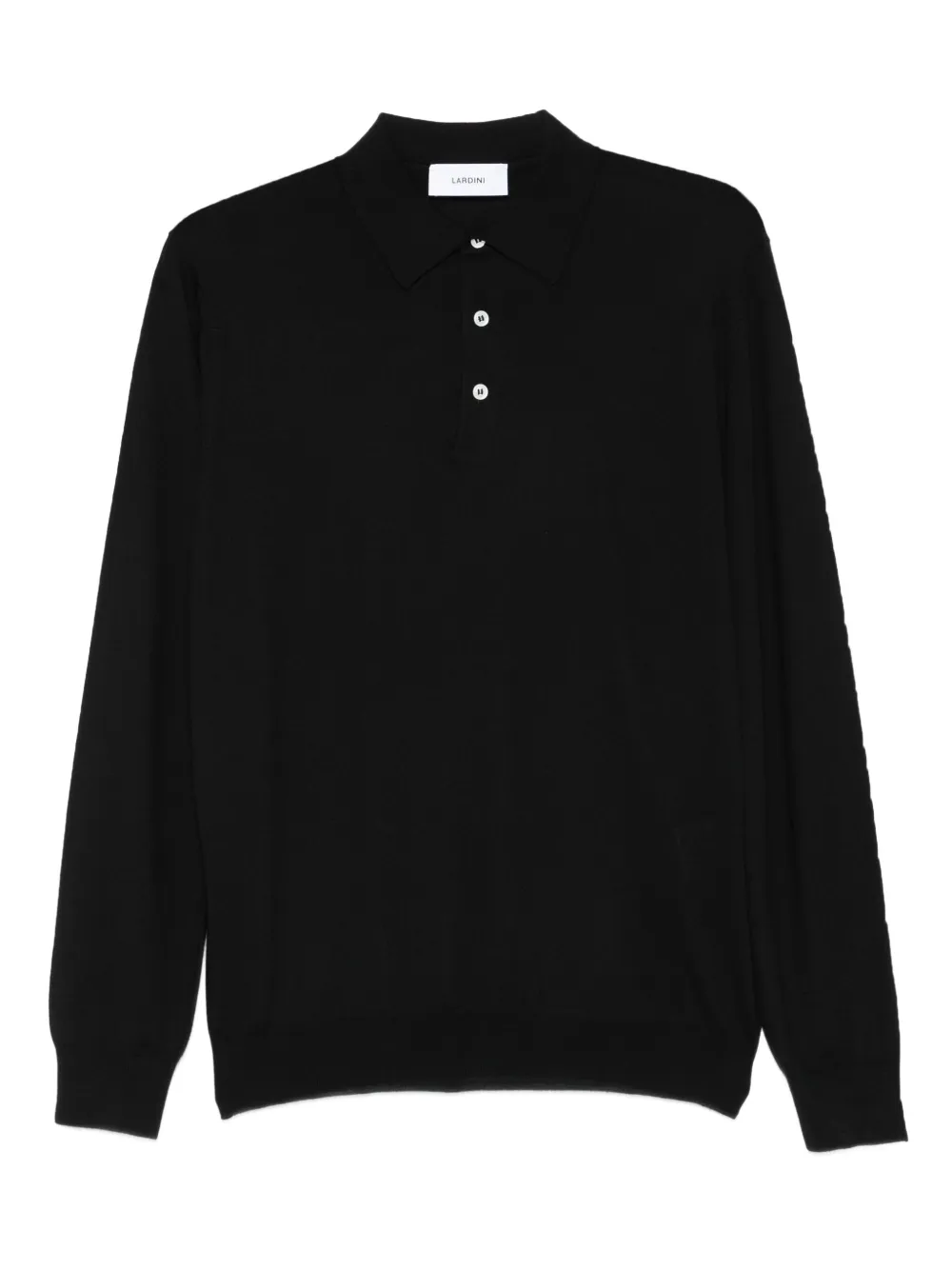 Lardini long-sleeve wool polo shirt Zwart