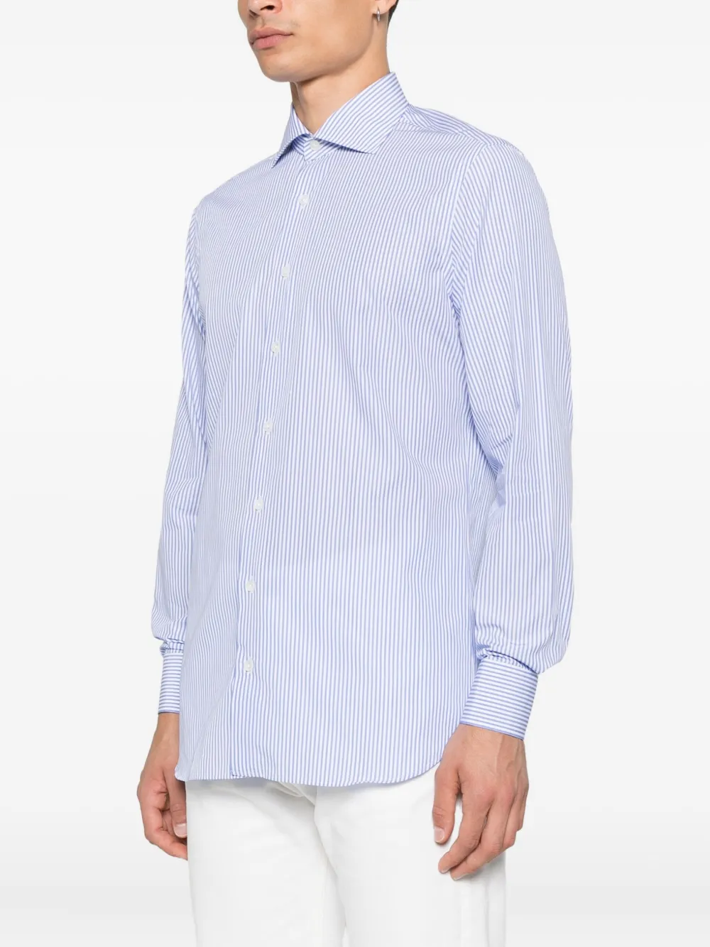 Lardini striped cotton shirt Blauw