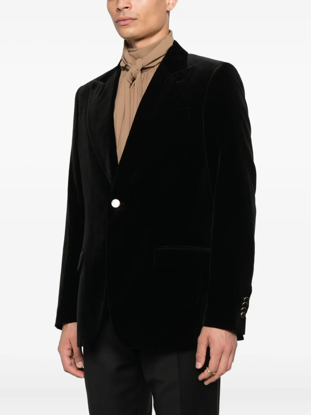 Lardini velvet single-breasted blazer Zwart