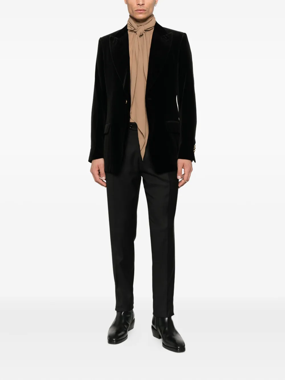 Lardini velvet single-breasted blazer Zwart