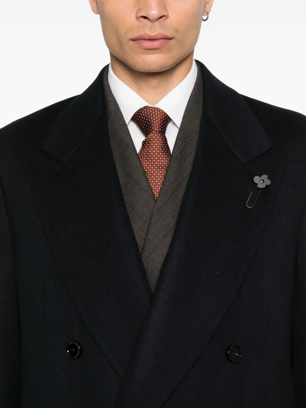 Lardini double-breasted wool coat Blauw