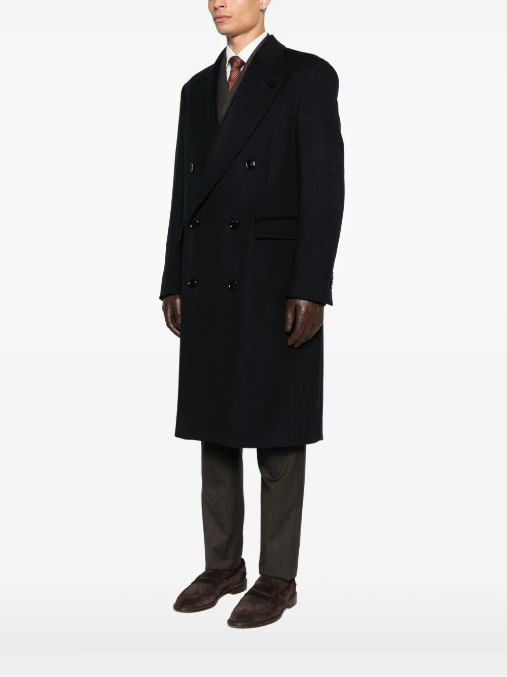 Lardini double-breasted wool coat Blauw