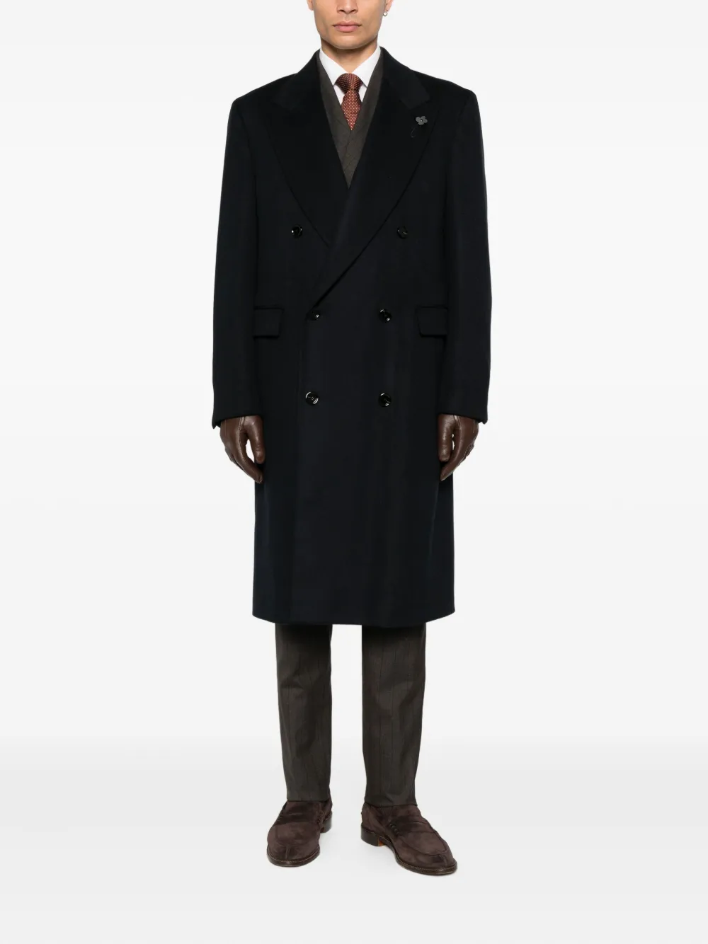 Lardini double-breasted wool coat Blauw