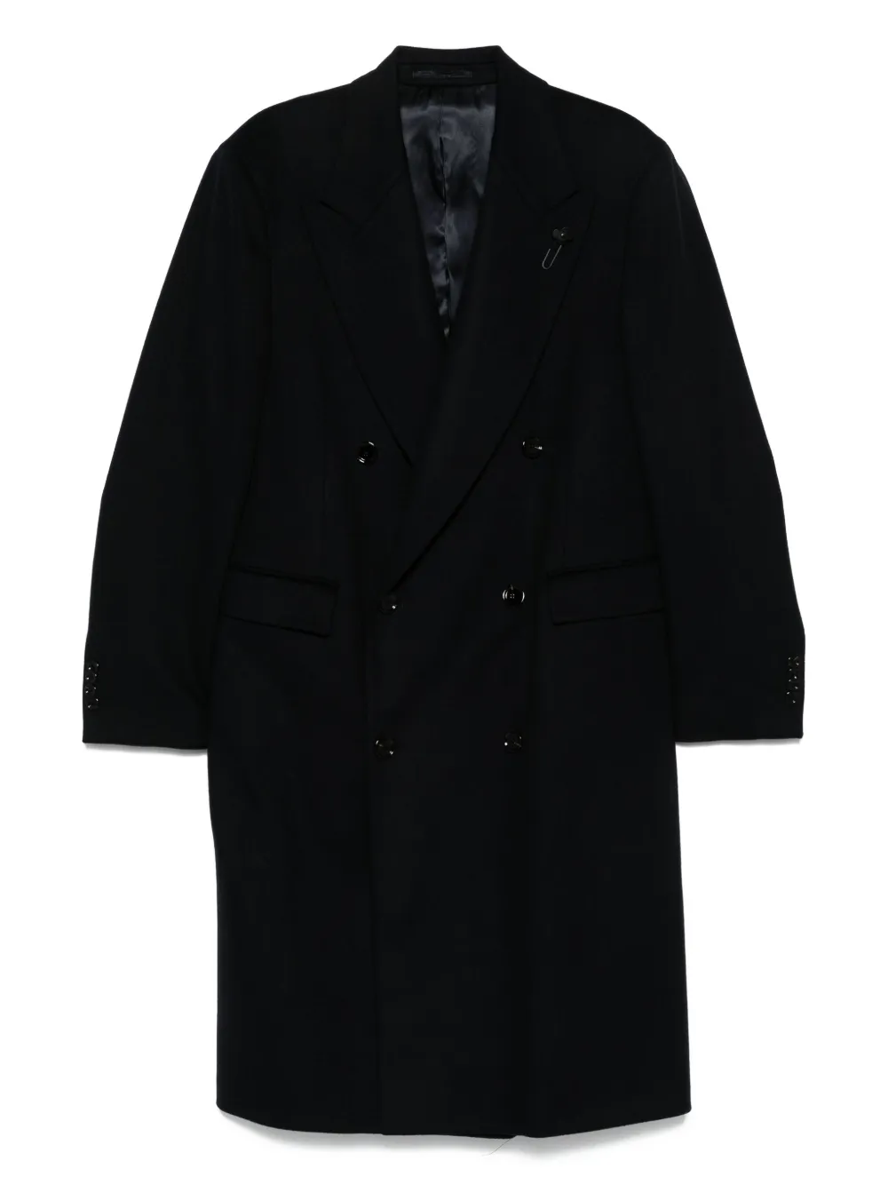 Lardini double-breasted wool coat Blauw
