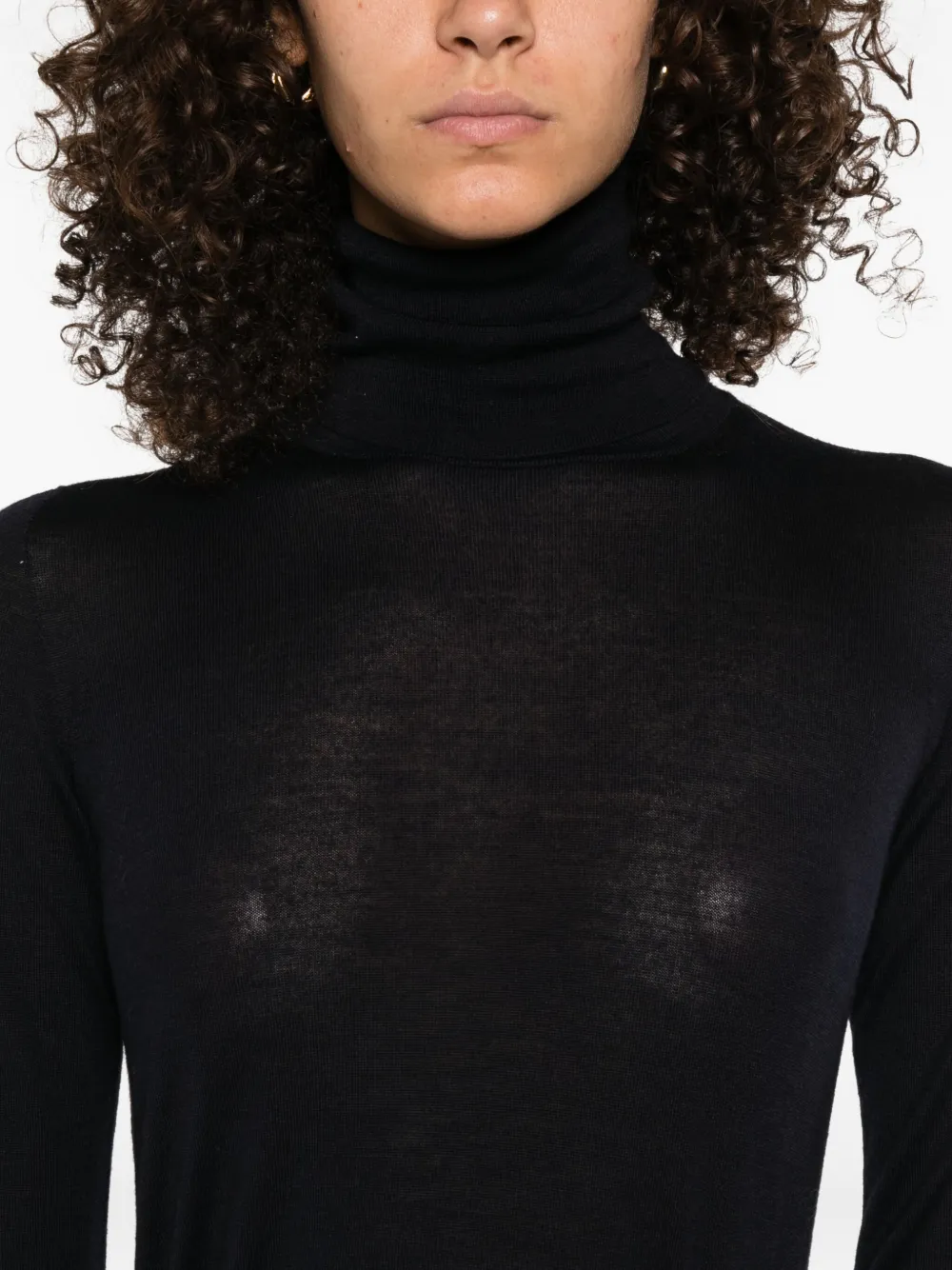 Max Mara Turtleneck Virgin-wool Sweater In Blue