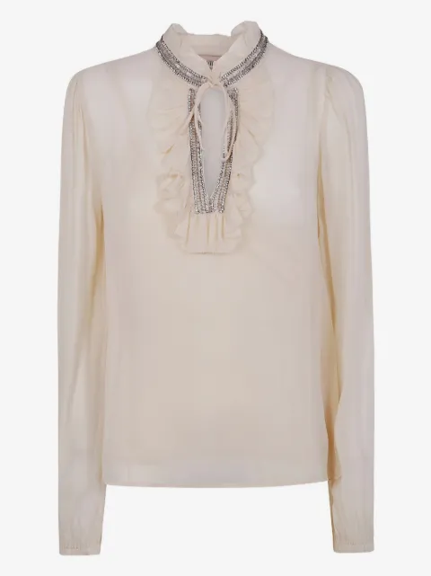 TWINSET blusa con apliques y volantes