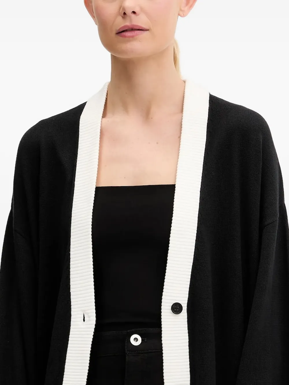 Karl Lagerfeld Jeans contrast-panel cardigan Zwart
