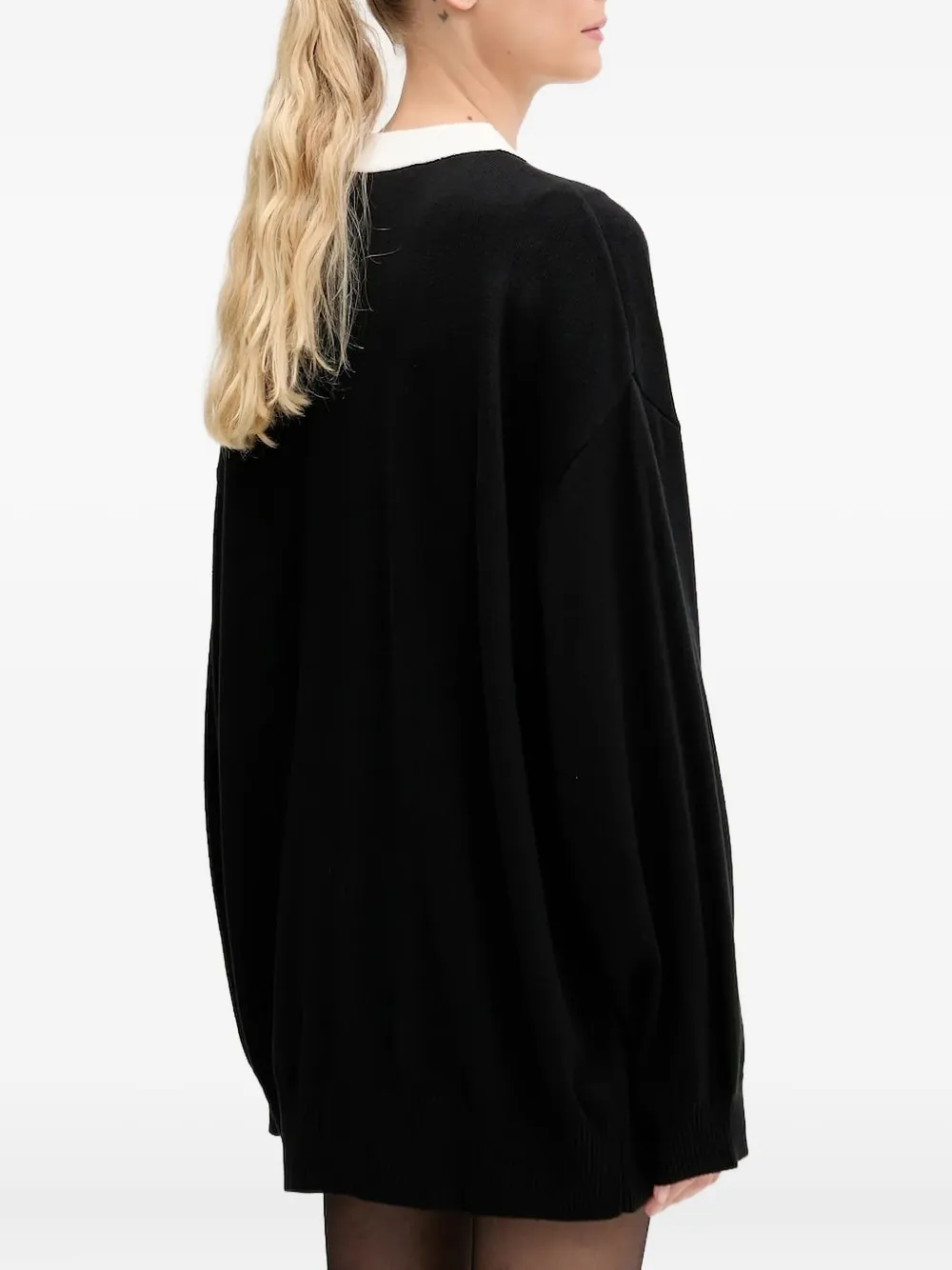 Karl Lagerfeld Jeans contrast-panel cardigan Zwart