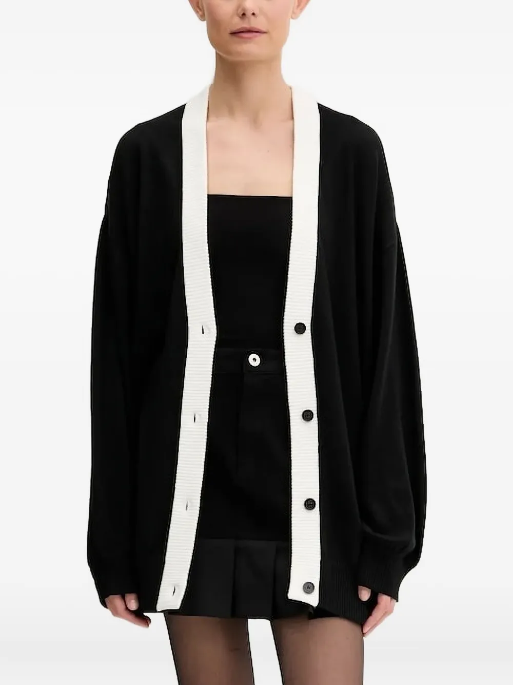 Karl Lagerfeld Jeans contrast-panel cardigan Zwart
