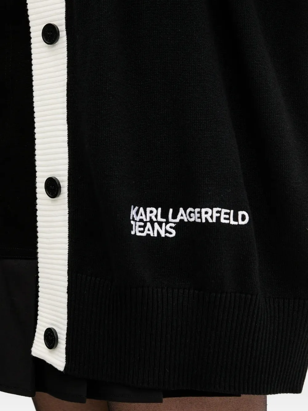 Karl Lagerfeld Jeans contrast-panel cardigan Zwart