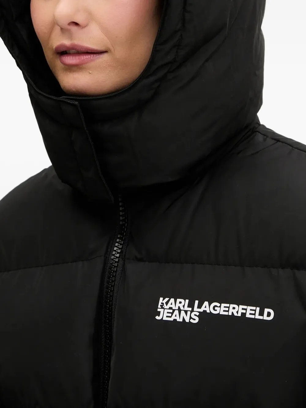 Karl Lagerfeld Jeans Belted Puffer Jacket In Blue