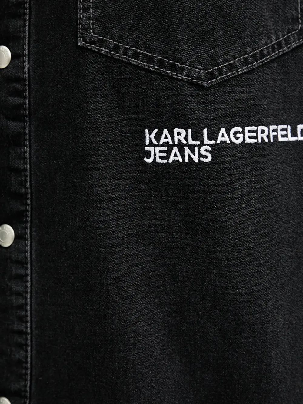 Karl Lagerfeld Jeans embroidered-pocket denim overshirt Zwart