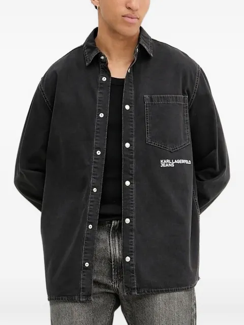 Karl Lagerfeld Jeans embroidered-pocket denim overshirt