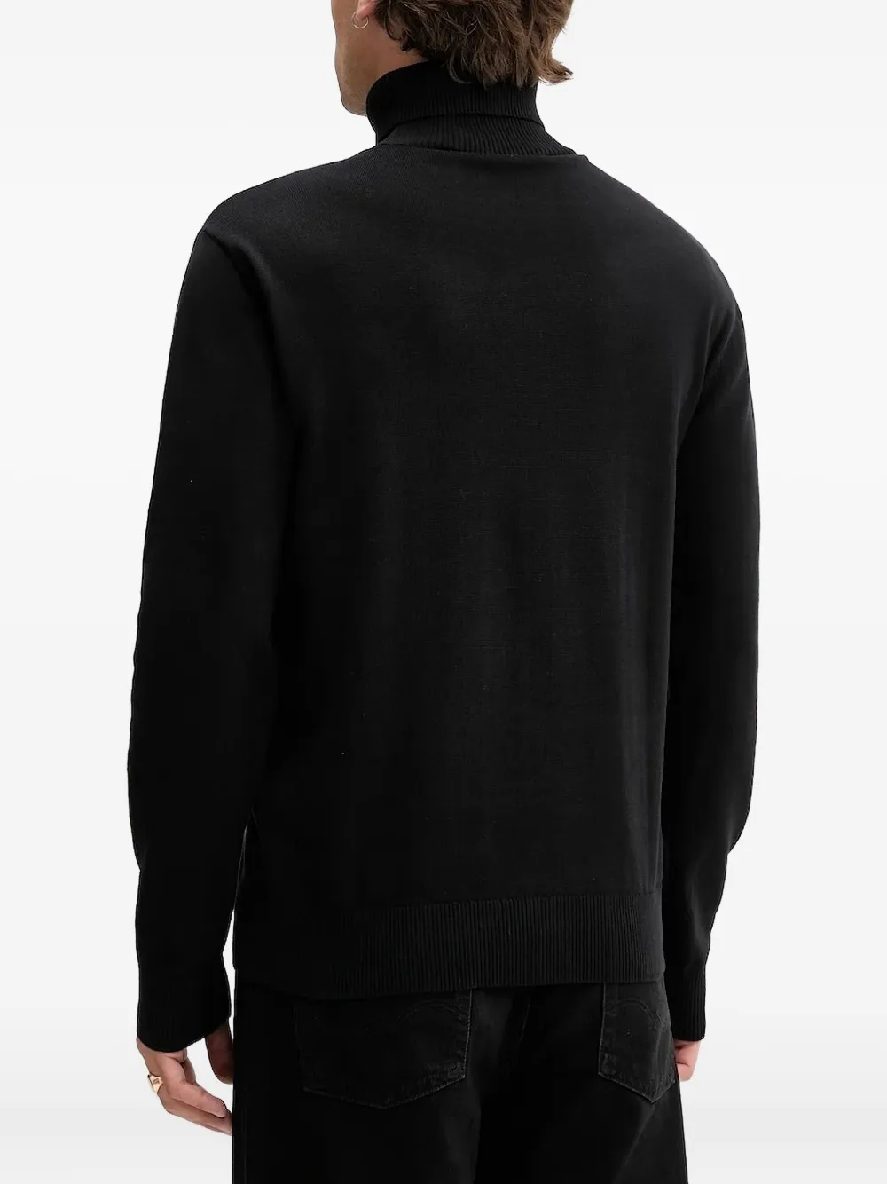 Karl Lagerfeld Jeans logo-patch turtleneck sweater Zwart