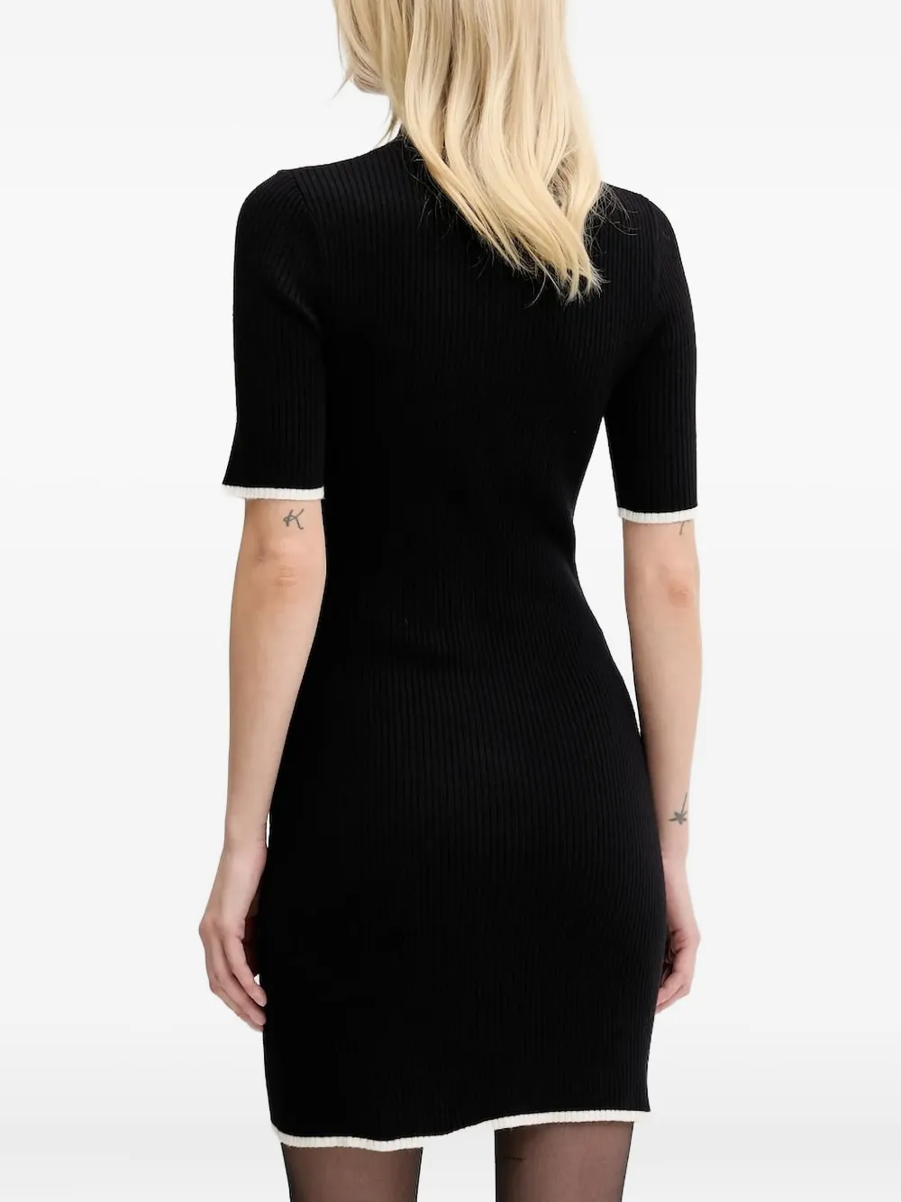 Karl Lagerfeld Jeans Geribbelde mini-jurk met rits - Zwart
