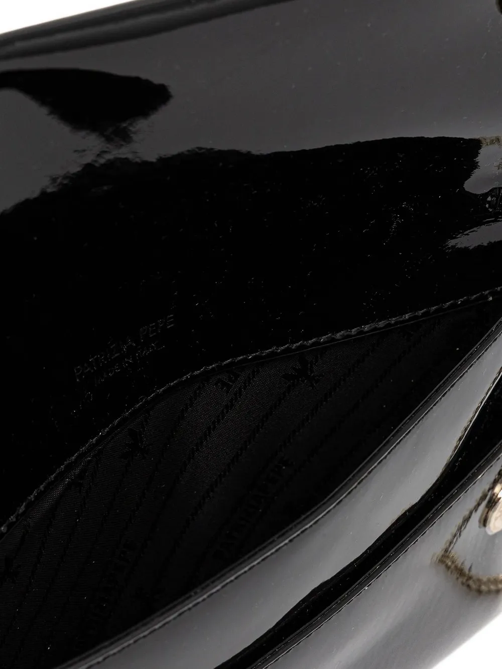 Patrizia Pepe Essential clutch met ketting en logo Zwart