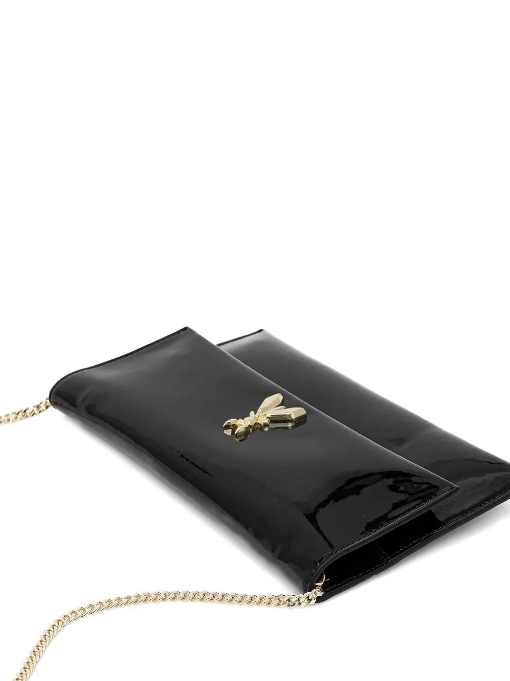 Patrizia Pepe Essential clutch met ketting en logo Zwart