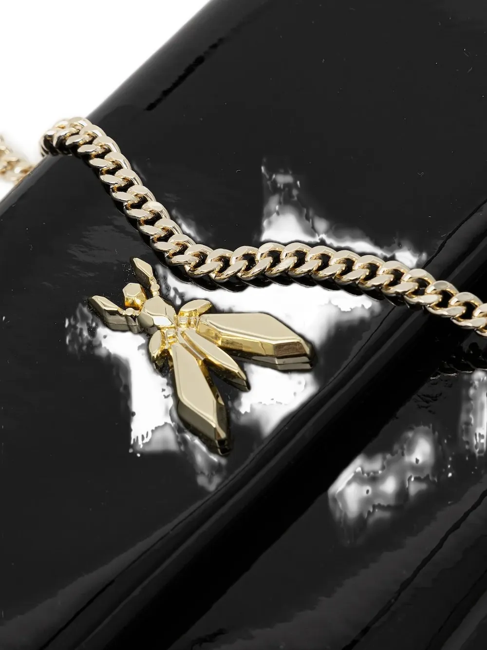 Patrizia Pepe Essential clutch met ketting en logo Zwart