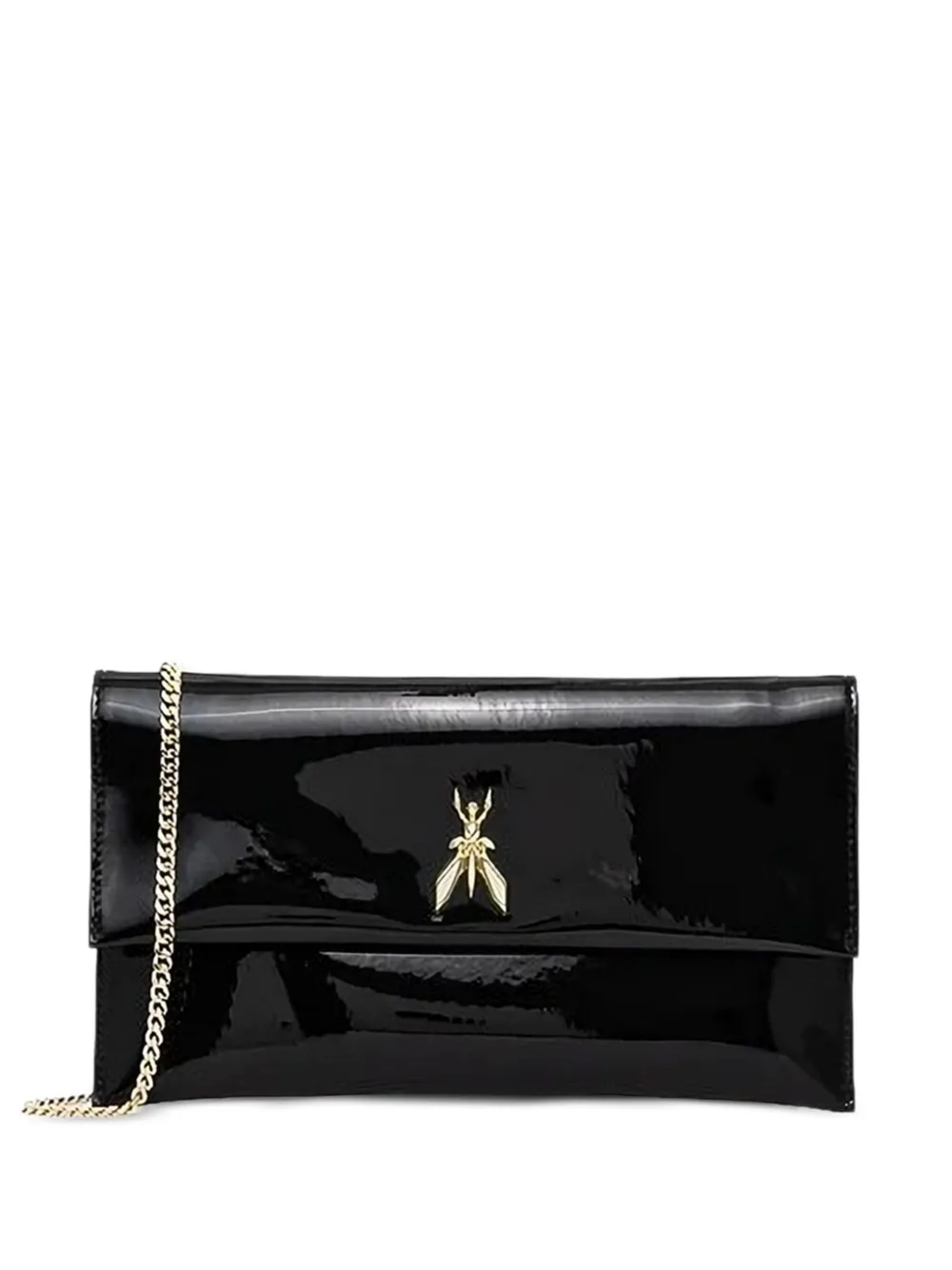 Patrizia Pepe Essential logo-hardware chain clutch Zwart