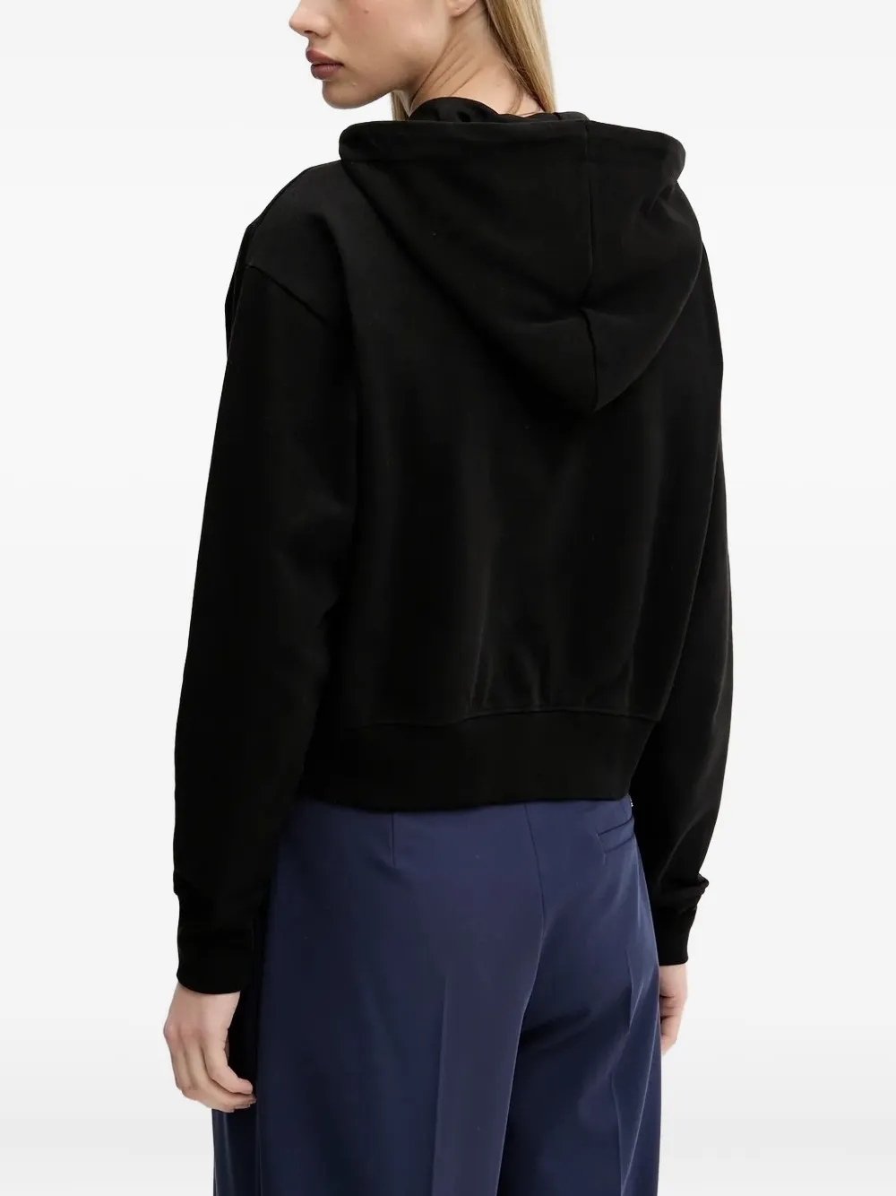 Karl Lagerfeld Jeans flower-print zip-up hoodie - Zwart