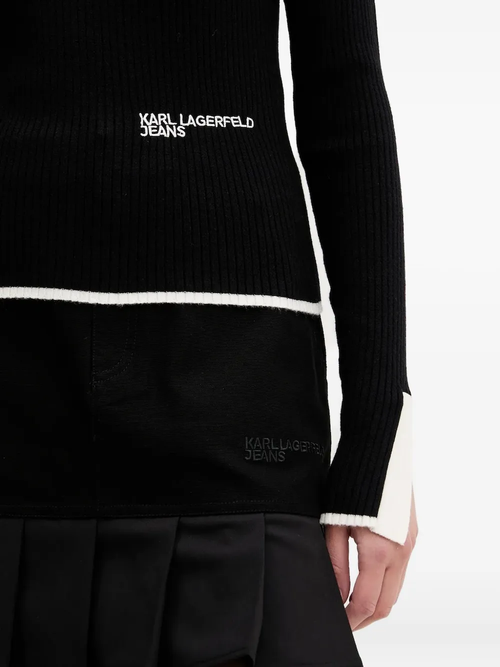 Karl Lagerfeld Jeans ribbed-cuff sweater Zwart